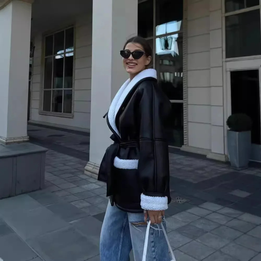 SHIELA  - ELEGANT JAS (NATUURLIJK LEER)