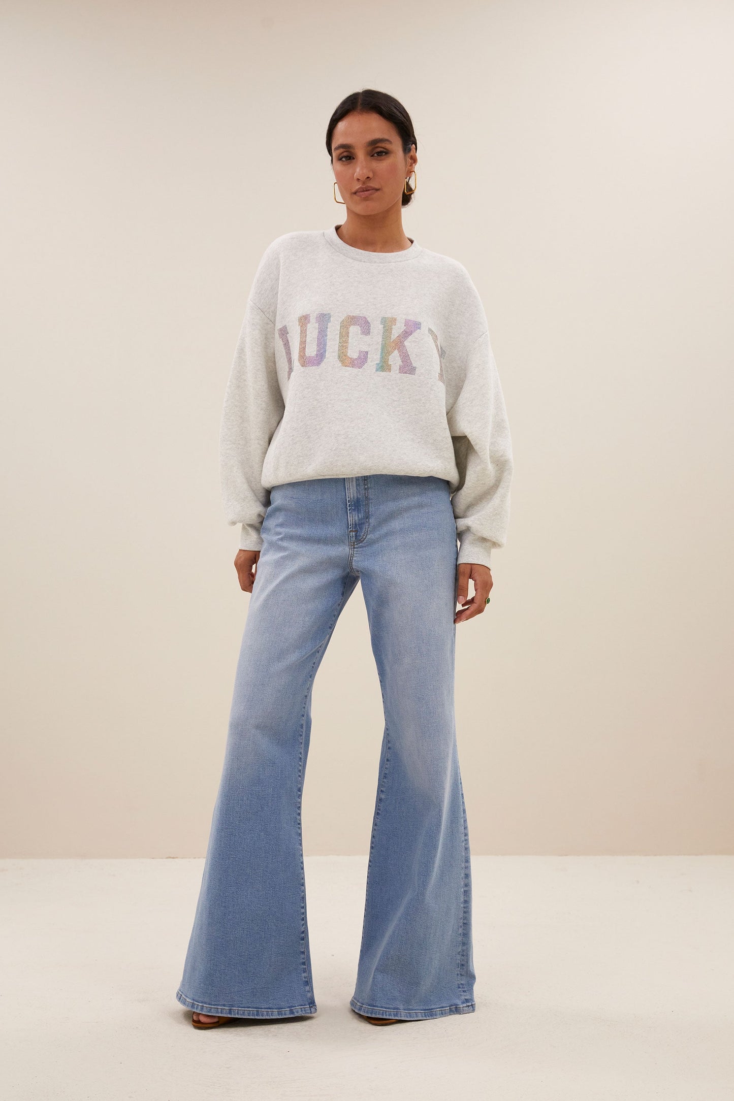 bibi lucky rainbow sweater | light grey melee