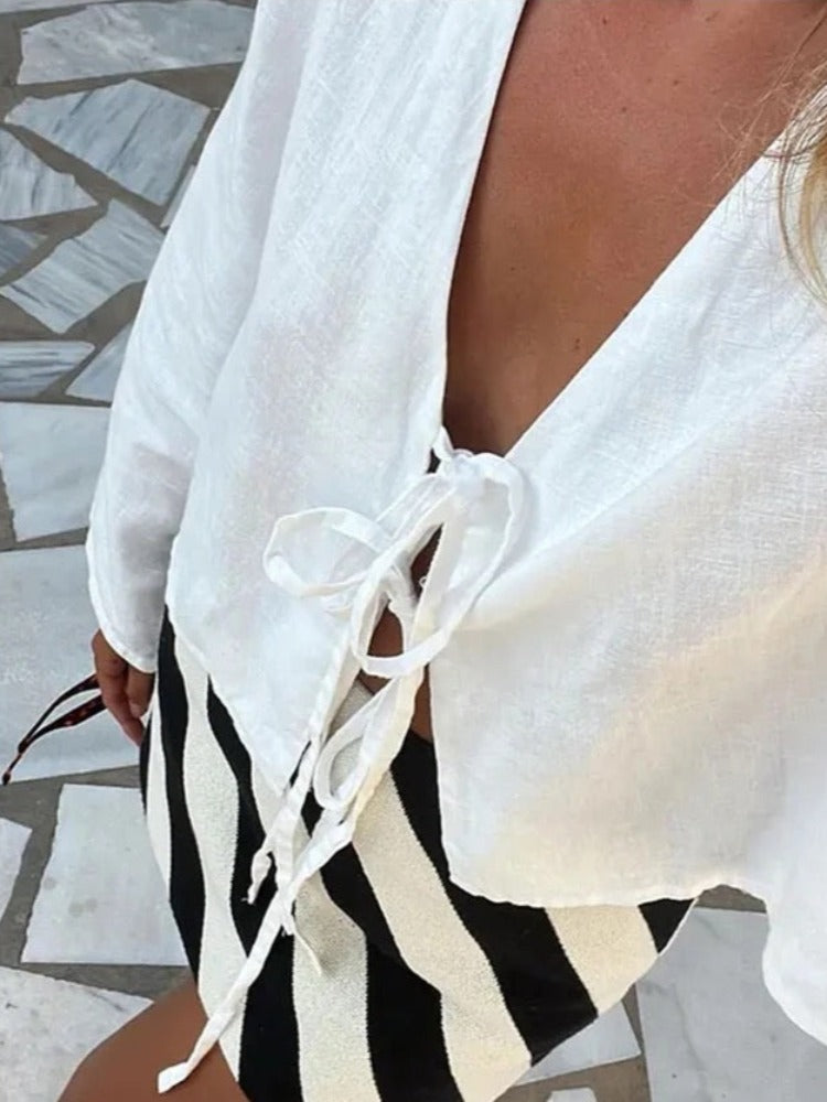 Ella™ | Lace-Up Blouse