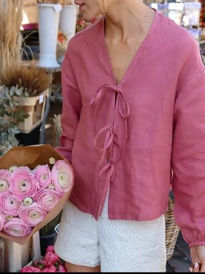 Ella™ | Lace-Up Blouse