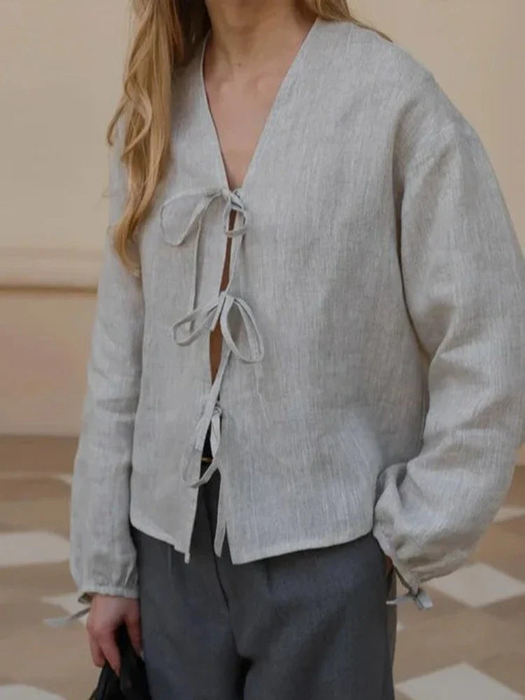 Ella™ | Lace-Up Blouse