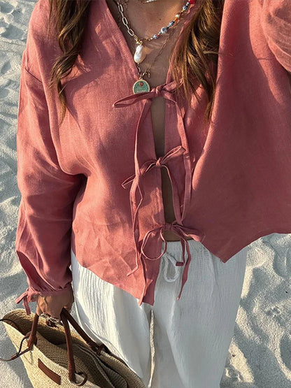 Ella™ | Lace-Up Blouse