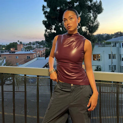 Dominique™ | Faux Leather Top