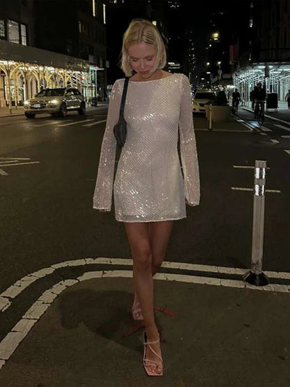 Jessy | White Sequin Dress