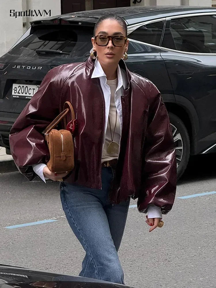 Kyla™ | Burgundy Bomber Jacket