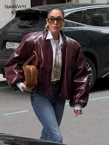 Kyla™ | Burgundy Bomber Jacket