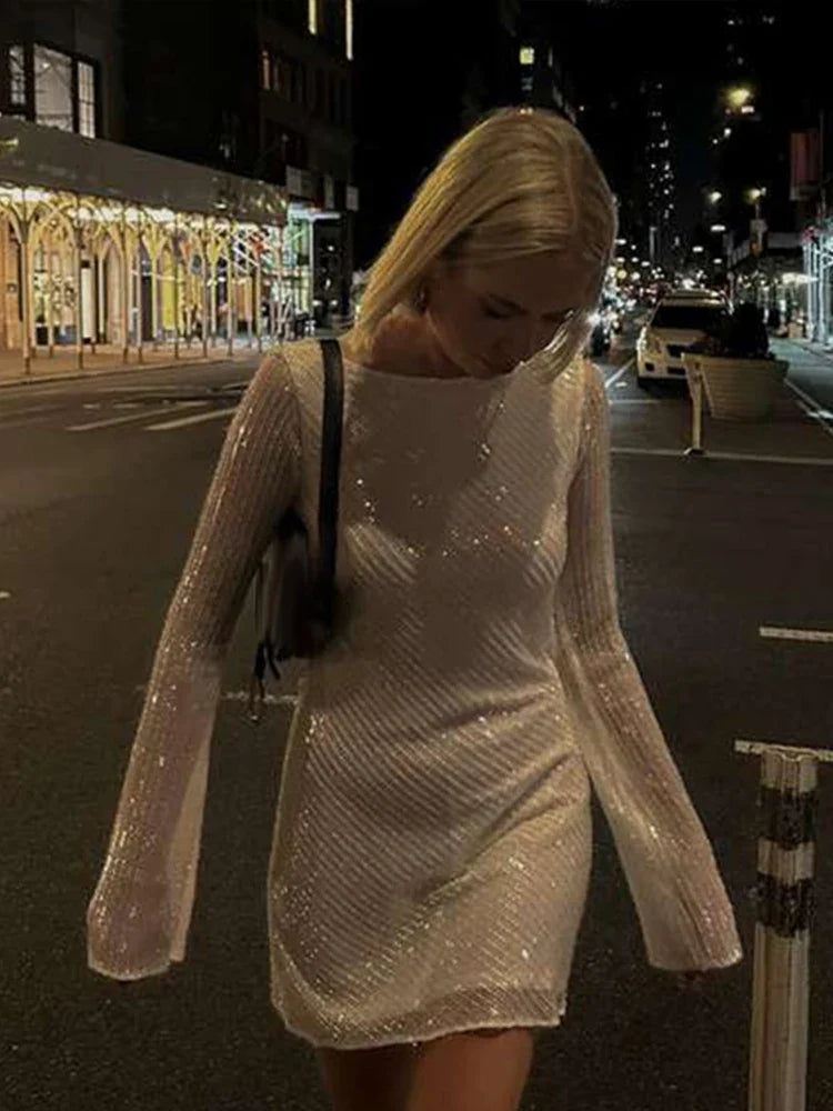 Jessy | White Sequin Dress