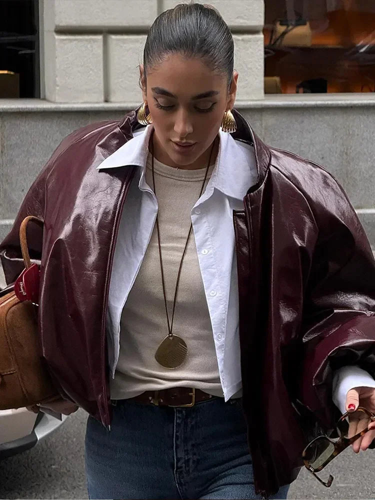 Kyla™ | Burgundy Bomber Jacket