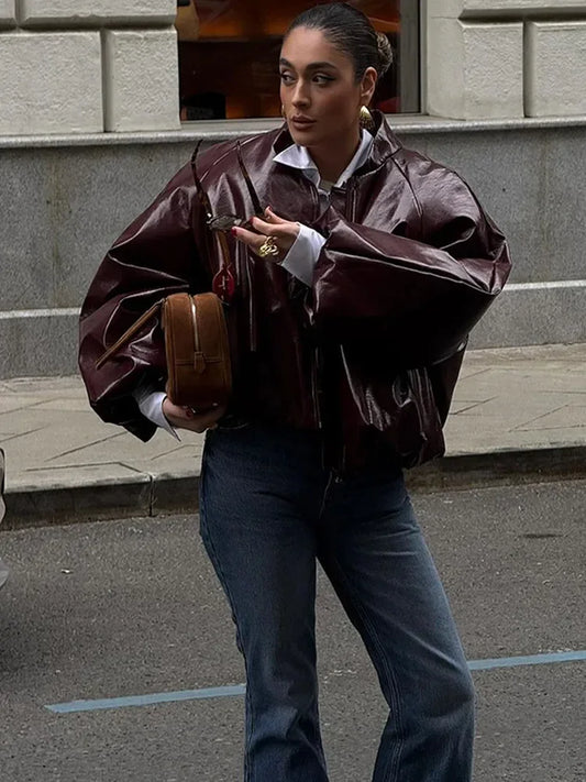 Kyla™ | Burgundy Bomber Jacket