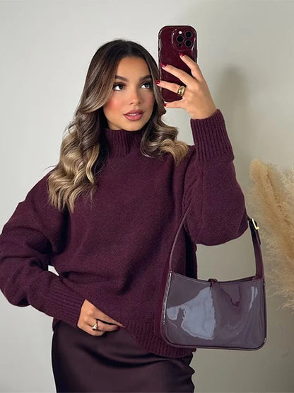 Rachel | Burgundy Knit Turtleneck