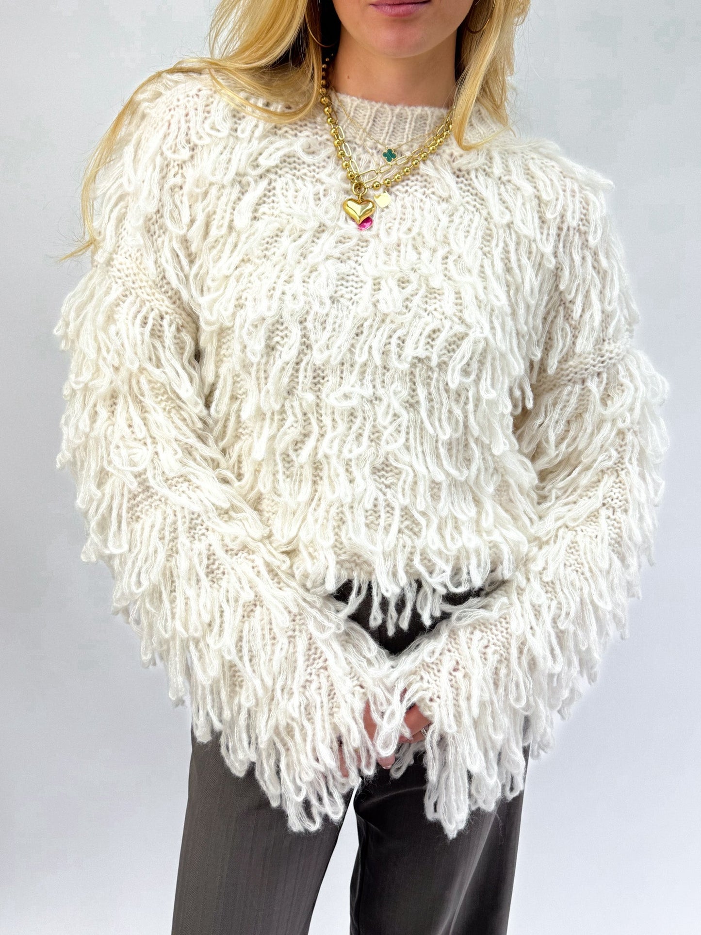Zoe™ | Fringe Knit Ecru